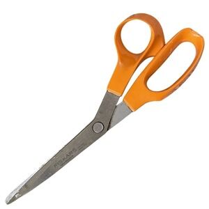 Vintage FISKARS 77 Stainless Steel Scissor Sewing Craft USA 8.5 in Orange Handle